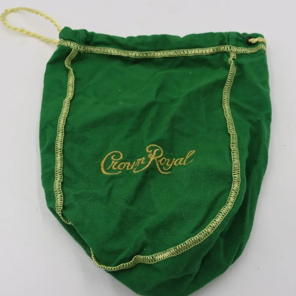 Crown Royal Small Green Velvet Drawstring Bag Collectible Vintage Accessory